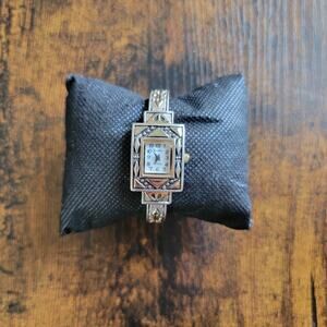 Vintage Watches Geneva Platinum Japan Quartz Art Deco Style Ladies Watch
